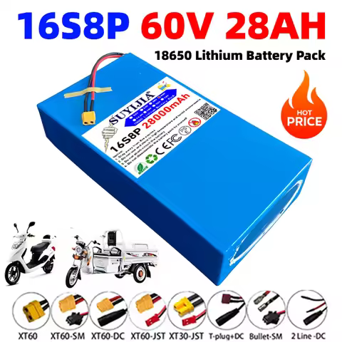 New 16S8P 60V 28Ah battery 3000W 67.2V lithium battery built-in BMS high-power electric vehicle lith
