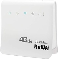 KuWFi 4G WiFi Router Unlocked 300Mbps 4G LTE CPE Mobile WiFi Wireless Router for SIM Card Slot with LAN Port Support MobileOne (M1),Singtel,StarHub Network 32 WiFi Users
