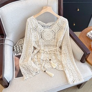 RUIHUAN | Áo Len Knit Ren Boho Cỡ Lớn