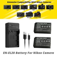 全新 Brand New Nikon Coolpix P950 / P1000 / Coolpix A / DL24-500 / 1 J1 / 1 J2 / 1 J3 / 1 S1 / 1 V3 Replacement Battery (Buy 2 Batteries Get 1 USB Charger Free) EN-EL20 EN-EL20A 代用電池 (買2粒電池送USB充電器1個)