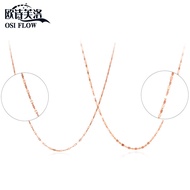 Au585 Purple Gold Necklace for Women 14K Rose Gold Birthday Gift Lockbone Chain Kiss Chain Jewelry P