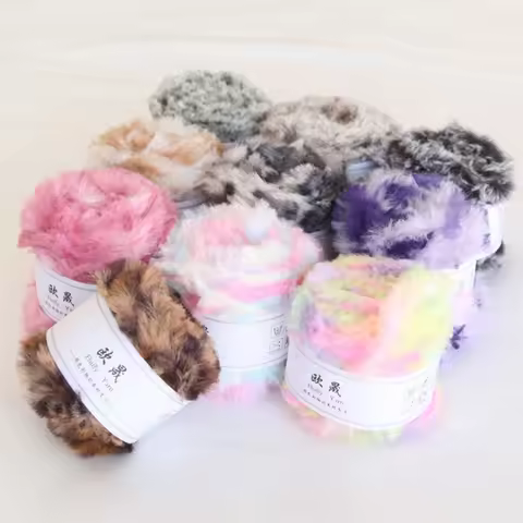 50g 32M/roll Fur Yarn Chunky Fluffy Faux Fur Yarn Eyelash Yarn Cream Fur Yarn for Crochet Blanket Ru