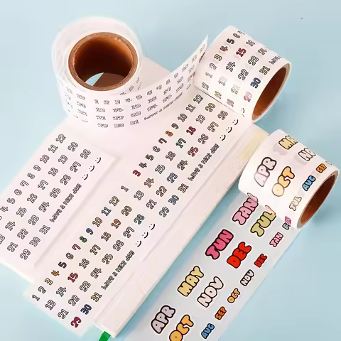 Time Text Mark Handmade Material and Sticker, Tape, Label Sticker, Digital Month Week Graffiti Stick