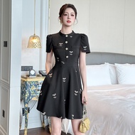 202510h new 15510 embroidery short sleeve summer vintage square collar dress