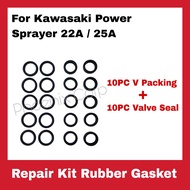 20PC Repair Kit V Packing and Valve Seal Rubber Gasket for Kawasaki Belt Type Power Sprayer Pressure Washer (22A / 25A)