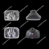 Square Headlight 7" Inch 7x5 6052 Glass Clear Lens Diamond Cut White Car Headlights Lamp for H4/P43 
