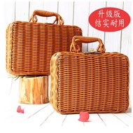 ST-🚤Bamboo Basket Woven Hand Gift Rattan Suitcase Mid-Autumn Moon Cake Gift Box Vintage Storage Box Photo Props Gift Box