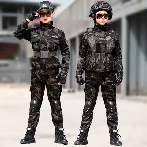Tactical Military Uniform for Children's Day Camouflag Disguise Adult Halloween Costume for Kid Girl