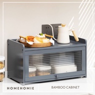 Homehomie Minimalist Muji Grey Nordic Bamboo Cabinet Kitchen Pantry Countertop Retro Storage Cabinet