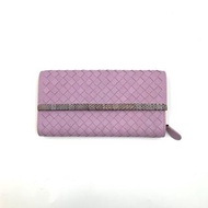 (尖沙咀實體店) Bottega Veneta  BV 品牌經典編織元素手拿包 橫版紫色長款錢包