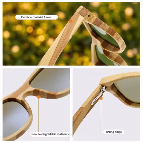 GM Natural Zebra Bamboo Adult Sunglasses Manual Polarized Glasses Mirror Coated Lens Glasses Gift Bo