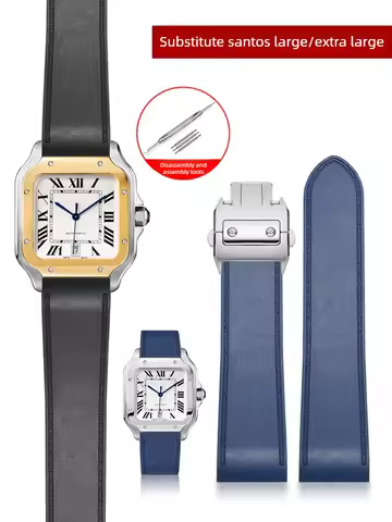 For Cartier Santos 100 Series Santos Large Plus Silicone Watch Strap Men