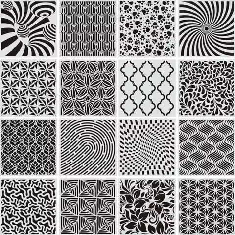 16 Sheets Irregular Hollow Art Drawing Floor Decor DIY Spary Furniture Wall Painting Geometric Templ