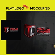 DIGITAL 💥Gambar Mockup Logo 3D Emboss Hitam & Putih