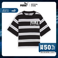 PUMA BASICS - เสื้อยืดผู้หญิง PUMA SQUAD Striped สีดำ - 68153801