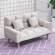 【READY STOCK】Nordic Sofa Bed 2-Seater Durable Foldable Canvas Sofa Living Room With Pillow Duduk Ada Pocket spring Velvet Fabric Sofa Set Free 2 Pillow​​