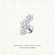 Nora Ana Three Flower Garland Threaded Stud Flatback Earring Titanium ASTM-F136 Surgical Implant Gra