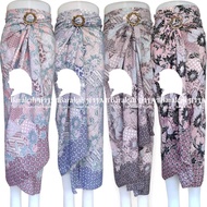 Rok Lilit Batik Dewasa Wanita Putih Biru Panjang Semi Santai Kebaya Songket Kain Motif Nyaman Serut 