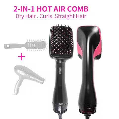 One Step Hair Dryer & Volumizer Professional Straightening Curling Paddle Brush 3 In 1 Air Cushion B