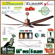 Elmark Ceiling Fan 666B ORB 66” inches DC Motor Remote Control 6 Blades Ceiling Fan With 24W 3 Tone