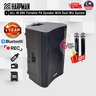Harpman STARKE 12" 15" Portable PA Speaker With 2 Handheld Mic