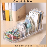C&M 8 Grids Desktop Cable Organizer Data Charging Cable Earphone Make Up Stationary Transparent Stor
