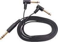 zdyCGTime 6.35mm to 2 * 6.35 Audio Y Splitter Cable,Gold Plated 90 Degree 1/4 Inch 6.35mm Male TRS S