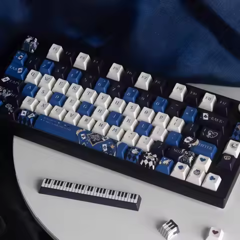 Alice Retro Keycaps Cherry Profile Game Key Caps Red and Blue Piano Keycap 2.25U Split Space 7U Spac