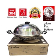 Zebra Thailand 5 Ply Chinese Wok With Lid /泰国斑马牌有盖平底中式炒锅#38cm