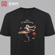 【2022New】เสื้อยืดสีดำอินเทรนด์GQ x ROV เสื้อยืดลิมิเต็ดอีดิชั่น ลาย Yena WaVe Flame เสื้อยืดคอกลมS M