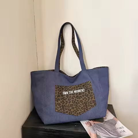 Winter Fashion Korean Style Printed Leopard Top Handle Bag Casual and Versatile Shoulder Bag Large C