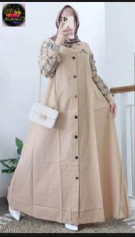 gamis lebaran kotak full kancing gamis wanita terbaru