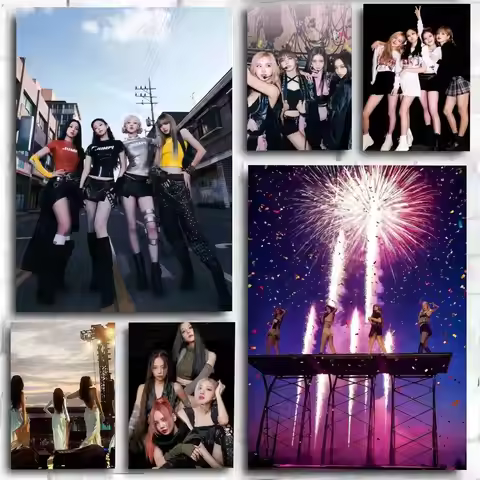 1PC Singer Kpop B-Black And-P-Pink girl Poster Self-adhesive Art Waterproof Paper Sticker Coffee Hou