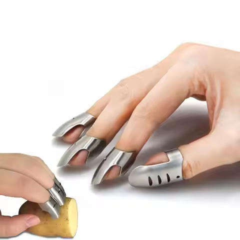 4pcs/Set Finger Guard Vegetable Cutting Shield Safe Slice Cooking Stainless Steel Finger Protector T