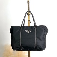【 日本直送　名牌中古包 】PRADA プラダ トートバッグ ブラック トライアングルロゴ ナイロン vintage ヴィンテージ オールド z2xxbv