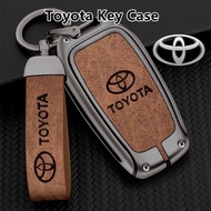 Zinc Alloy Leather Car Key Case Cover for Toyota 86 Camry Corolla Crown Highlander Rav4 Alphard Vellfire Venza Yaris Prado Remote Holder Protector Accessories Car Styling