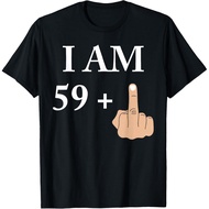 Men's cotton T-shirt I am 59 Plus 1 Funny 60th Birthday 1960 1961 T-Shirt
