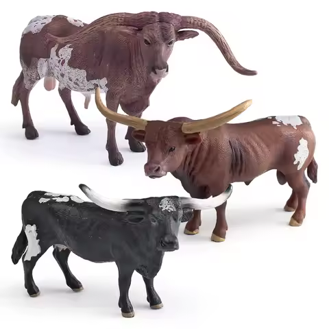 Cross-Border Simulation Children's Cognitive Toys PVC Solid Model Texas Long-Horned Bull Scene Decor
