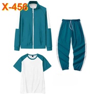 Xin+Game Jacket Sweatshirt+Trousers+Short-Sleeved Three-Piece Suit Blue 456