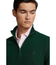 Polo Ralph Lauren Mens Quarter-Zip Textured Mock Sweater (Green, Medium)