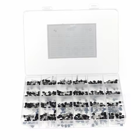 480Pcs 24 Types Silicon In-line NPN / PNP Transistor Assortment Kit Pack 2N2222 S8050 S9014 2N3906 B
