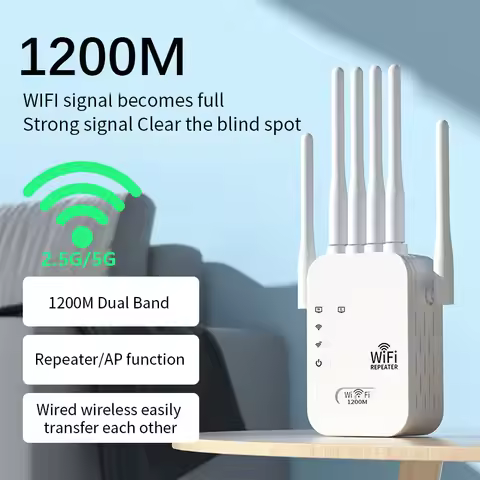 WiFi signal booster amplifier extender supports WiFi 6 repeaters 3000+square feet, 5GHz/2.4GHz