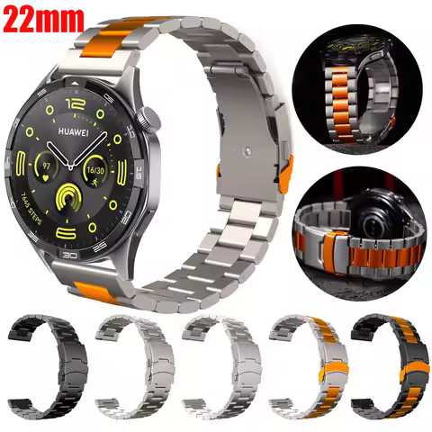 22mm Stainless Steel Band For Huawei Watch GT5 Pro GT4 GT3 GT2 Pro/GT2e 46mm Strap Metal Bracelet fo