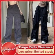 【READY STOCK AT Johor】 Hotgirl⭐Clearance low price Cargo Pants Black Pants Seluar Kargo Perempuan Lo