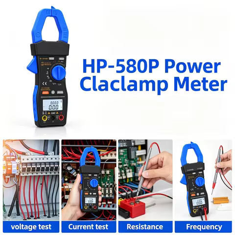 HP580P Smart Power Clamp Meter 999.9A TRMS, 45mm Jaw AC/DC Voltage Current with Temp Inrush KWh kVA 