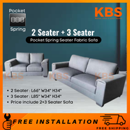 (FREE Installation+Shipping) KBS Edisto 3+2Seater / Pocket Spring Seater / Grey / Full Fabric Sofa / Sofa Warna Kelabu