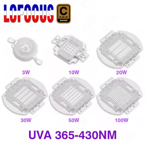 UVA 365nm 370nm 375nm 380nm 385nm 390nm 395nm 400nm 405nm 410nm 415nm 420nm 425nm LEDs 3W 5W 10W 20W