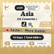 Asia 35 Countries eSIM 5G High Speed 10 Days | Unlimited Data | Bhutan eSIM | Instant Delivery