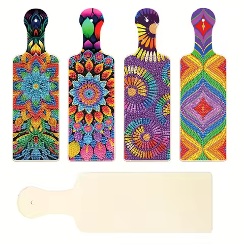 4Pack Colorful patternsDiamond Art Painting Mini Boards with Handle kits,Diamond Art Kitchen Bread f