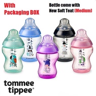 Tommee Tippee Baby Milk Feeding Tinted Wide Neck Bottle With Medium Flow Super Soft Teat 3m+  Botol Susu Bayi 9oz 260ml